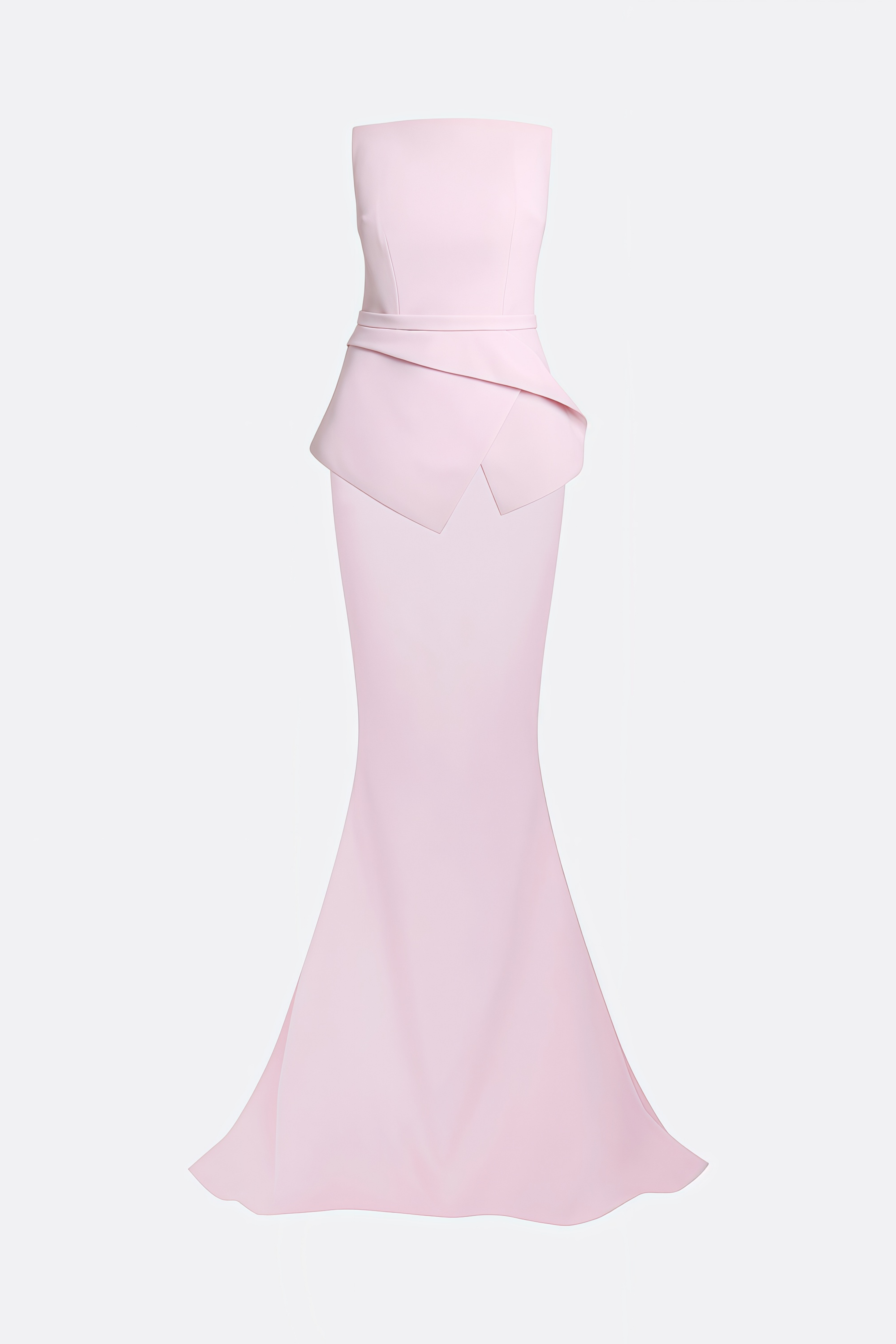 Daphne Pink Strapless Asymmetric Peplum Maxi Dress XL / Pink