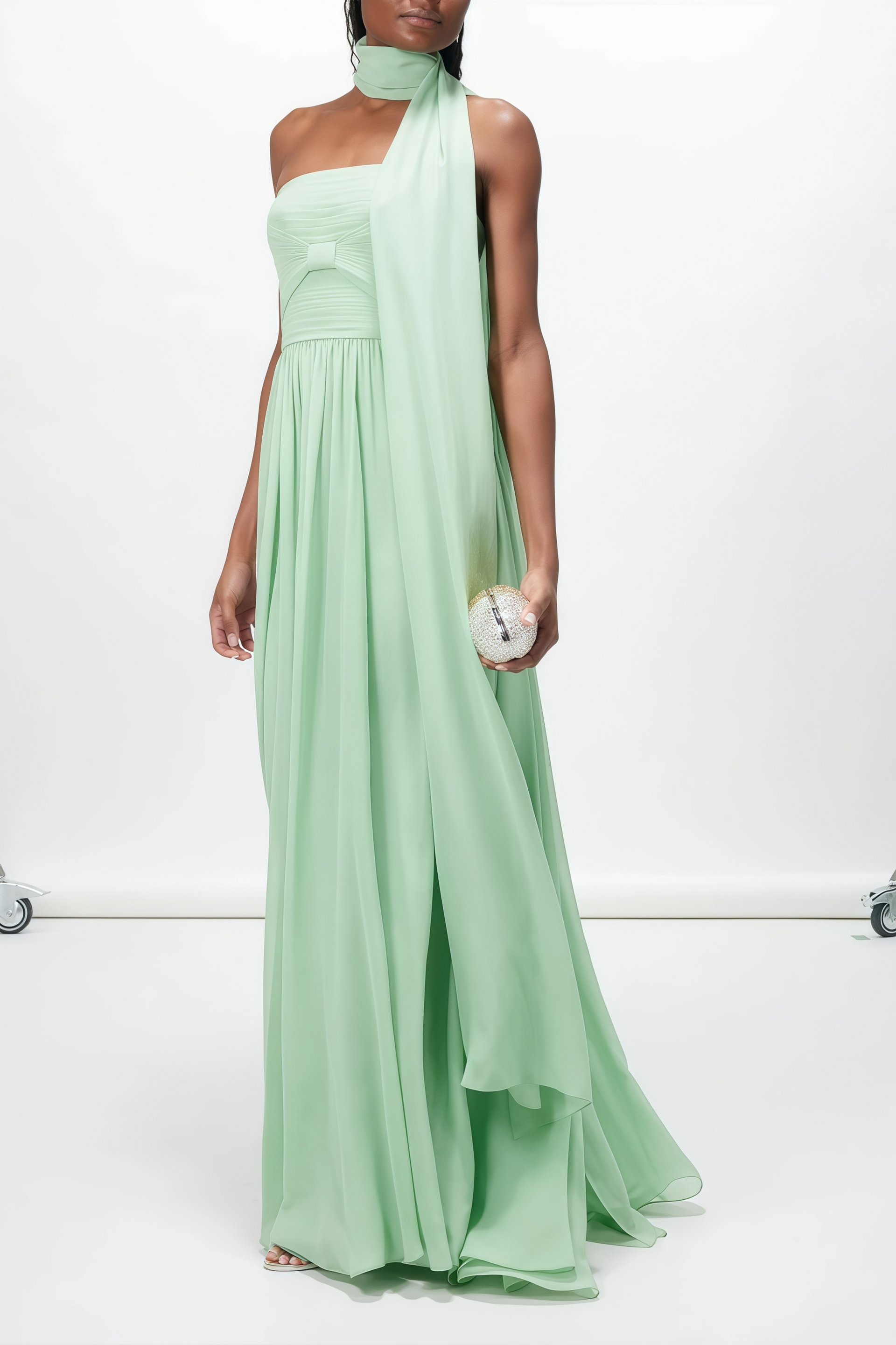 Hazel Green Strapless Scarf Neck Maxi Dress – Relvoux Womenswear